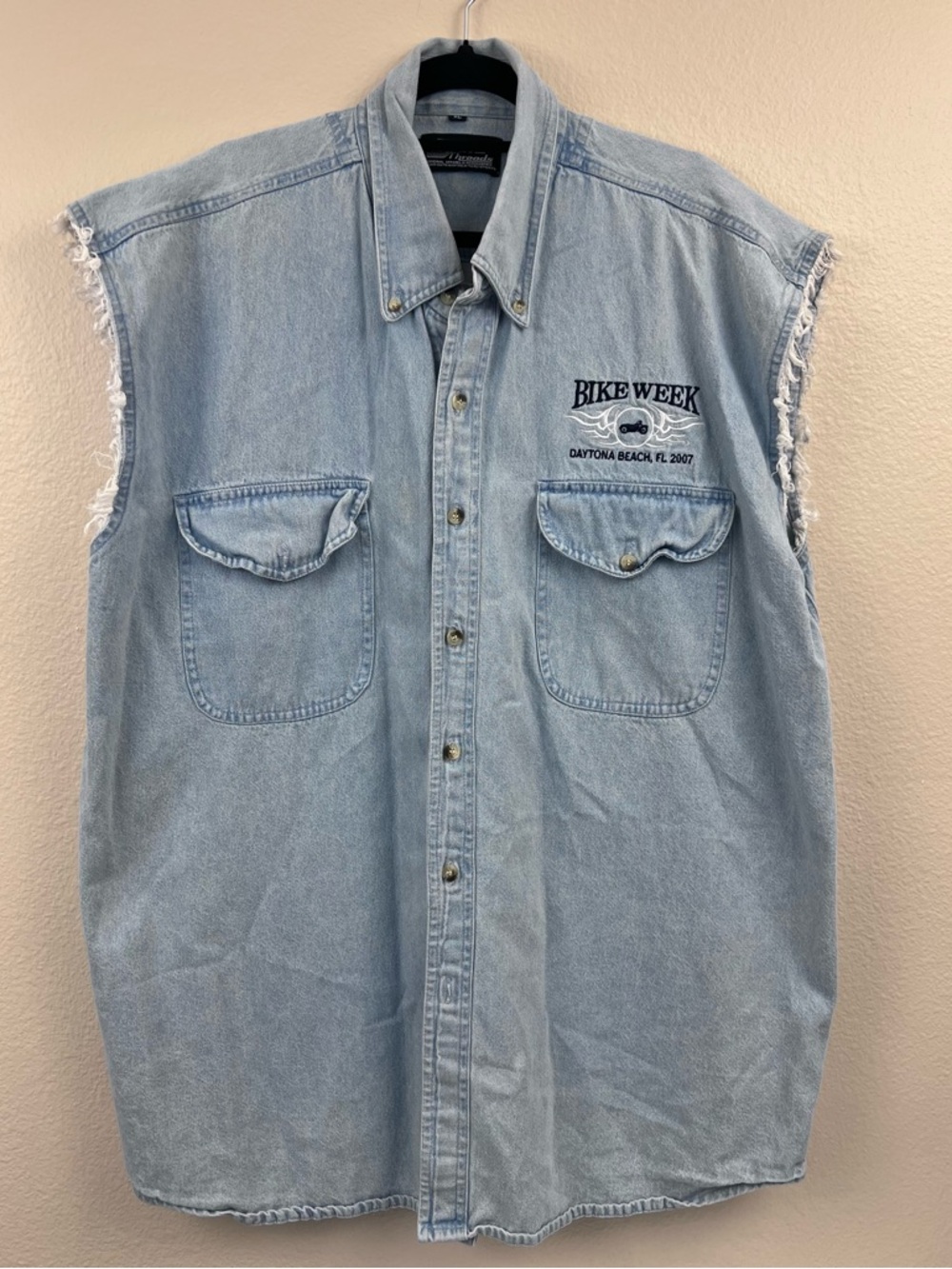 Cycle Threads 2007 Bike Week Size XL Vest Denim Daytona Beach Biker Embroidery